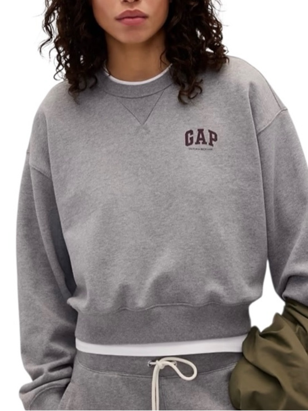 Women’s Large Gap × Victoria Beckham French Terry Sweatshirt Grey Crew Neck